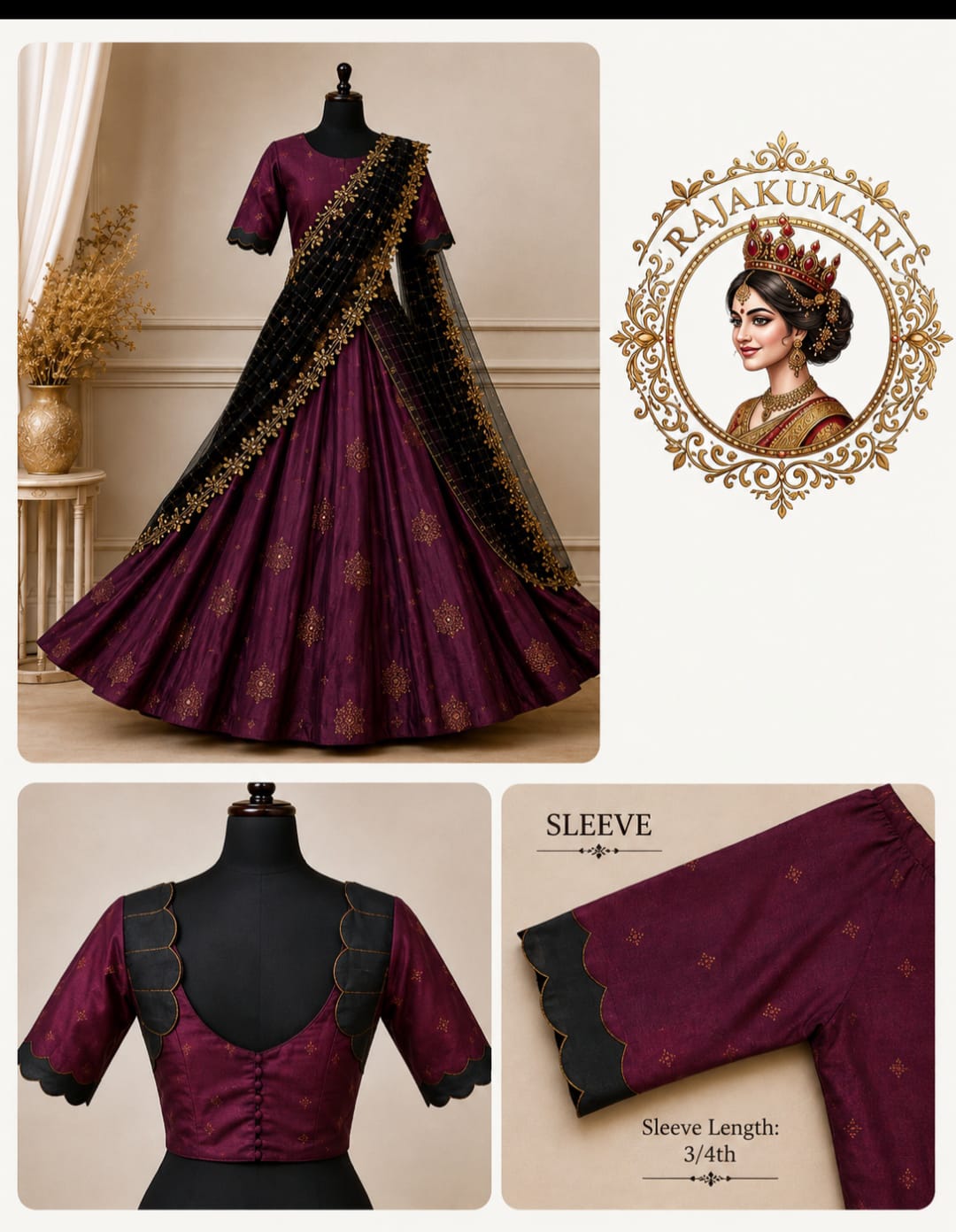 wine colour half saree