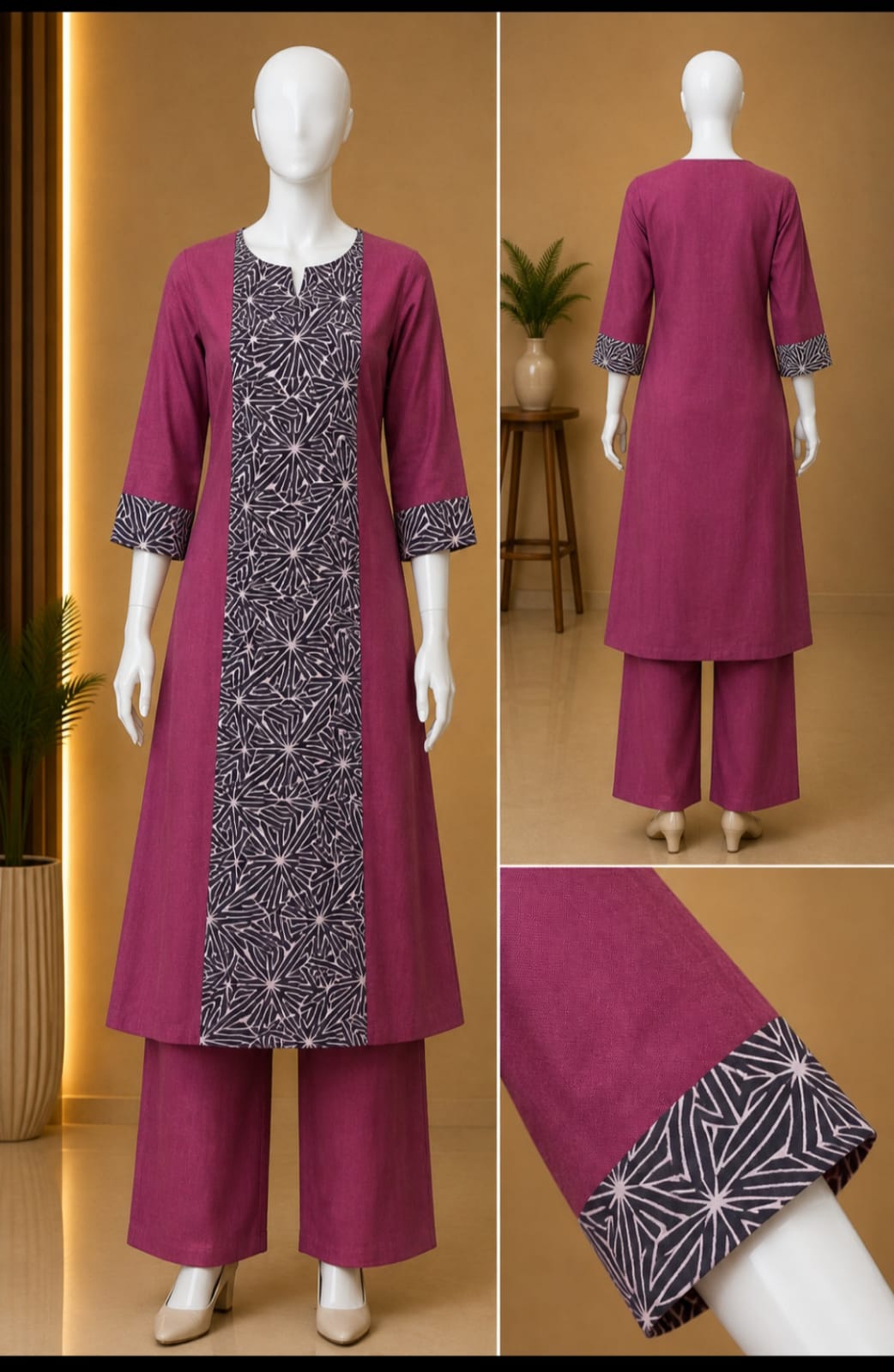 nature fabric purple cord-set